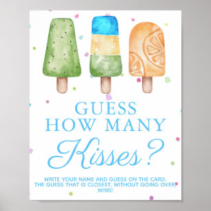 Summer Boy Baby Shower Game How Many Kisses Poster