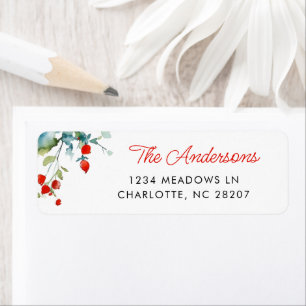 Summer Branches Modern Script Family Name Return Address Label
