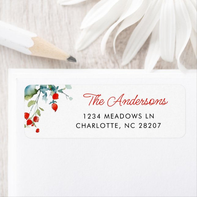 Summer Branches Modern Script Family Name Return Address Label (Insitu)