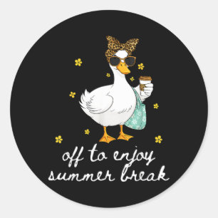 Summer Break Goose Teacher Last Day Of School Men Classic Round Sticker