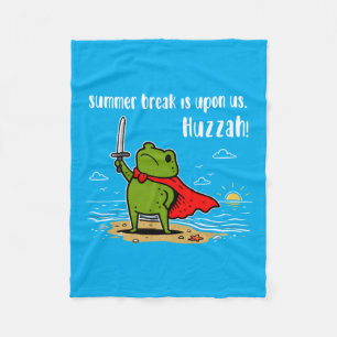 Summer Break Huzzah Frog Design Fleece Blanket