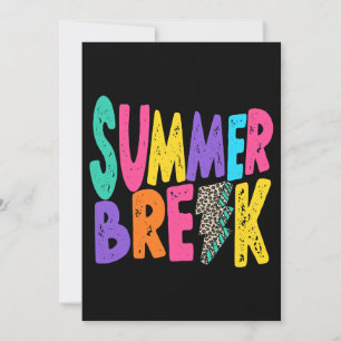 Summer Break Teachers Life Leopard Bolt Vacation W Invitation