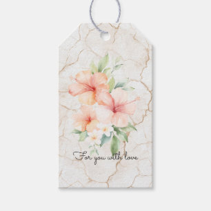 Summer Breeze Blush Peach Hibiscus Bridal Shower Gift Tags