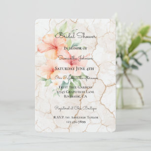 Summer Breeze Blush Peach Hibiscus Bridal Shower   Invitation
