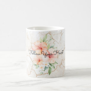 Summer Breeze Blush Peach Hibiscus Coffee Mug