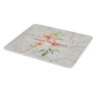 Summer Breeze Blush Peach Hibiscus Cutting Board