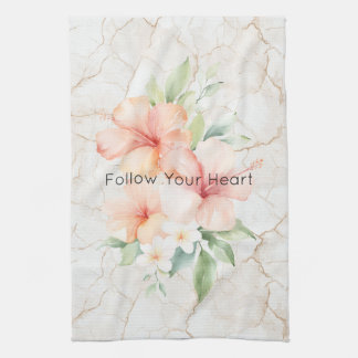 Summer Breeze Blush Peach Hibiscus Tea Towel