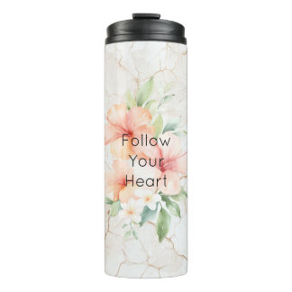 Summer Breeze Blush Peach Hibiscus Thermal Tumbler