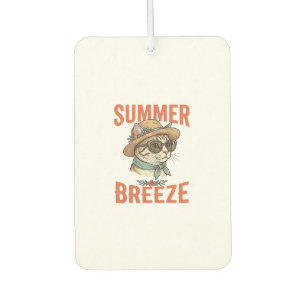 Summer Breeze Cat Vintage Engraving Shirt Design_1 Car Air Freshener
