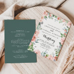 Summer Breeze Floral Front & Back Wedding  Invitation<br><div class="desc">This summer breeze floral front and back wedding invitation is perfect for a rustic wedding. The design features pink,  blush,  purple hand-painted watercolor rose flowers with green foliage.

Save paper by including more details on the back of the invitation instead of on a separate enclosure card.</div>