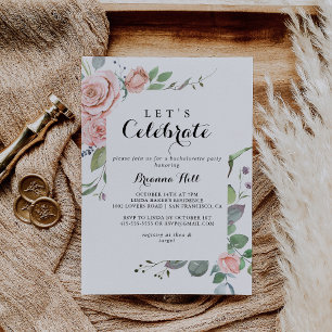 Summer Breeze Floral Let's Celebrate Party  Invitation