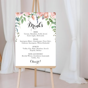 Summer Breeze Floral Wedding Drinks Menu  Poster