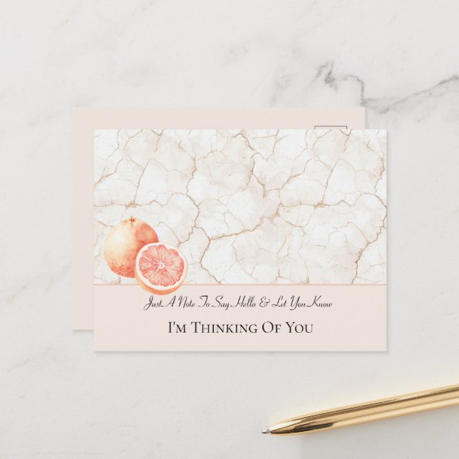 Summer Breeze Grapefruit Thinking of You Postcard (Front/Back In Situ)
