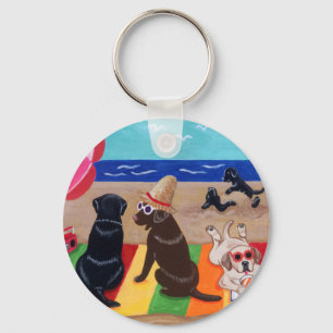 Summer Breeze Labradors Painting Key Ring