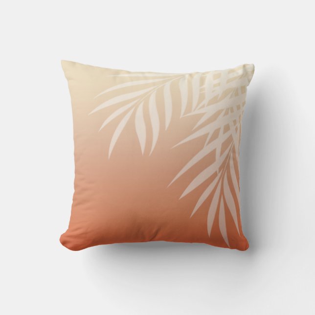 Summer Breeze Ombre Palm Fronds | peach Cushion (Front)