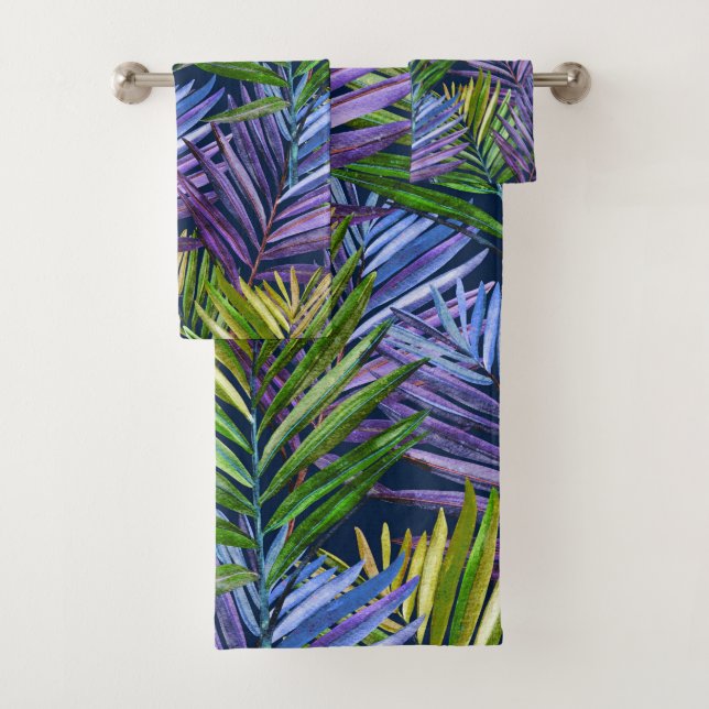 Summer Breeze Tropical Beach Palms Bath Towel Set (Insitu)
