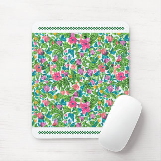 Summer bright flower garden greenery with lace mouse pad