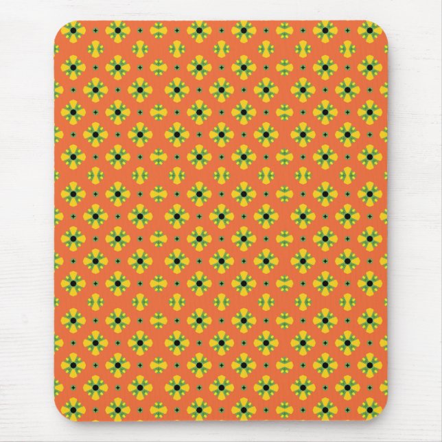 Summer Bright Orange Yellow Green Diamond Pattern  Mouse Pad (Front)
