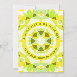 Summer Bright Yellow Cute Green Star Baby Shower Invitation