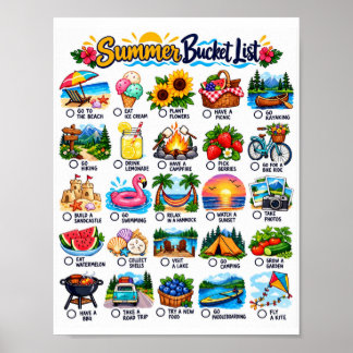 Summer Bucket List - Fun Activities Checklist Poster