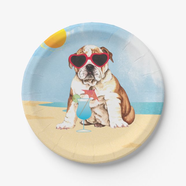 Summer Bulldog Paper Plate (Front)