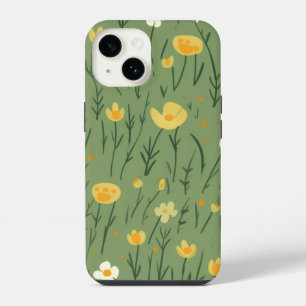 Summer Buttercups On Green iPhone 14 Case