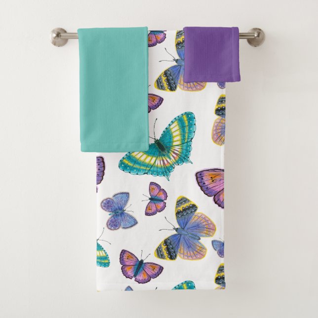 Summer Butterflies Bath Towel Set (Insitu)