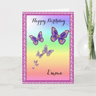 Summer Butterflies.Happy Birthday Emma. Card