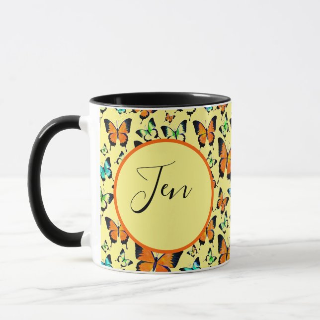 Summer butterflies personalised coffee mug (Left)