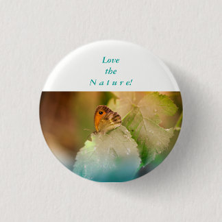 Summer butterfly on a leaf 3 cm round badge