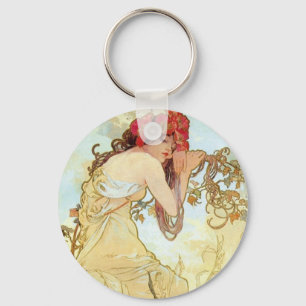 Summer by Mucha Key Ring