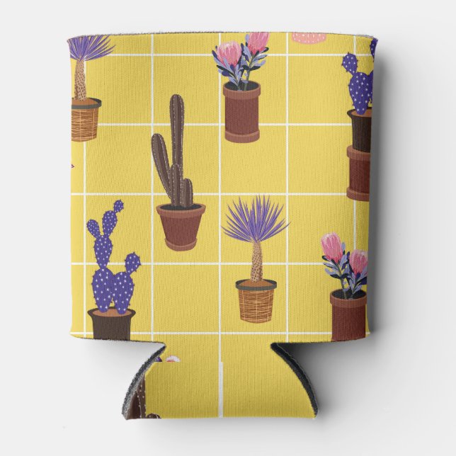 Summer Cactus: Window Line Pattern Can Cooler (Front)