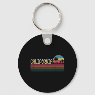 Summer California Palm Trees Retro Vacation Men Key Ring