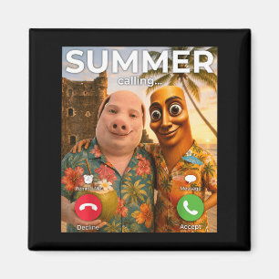 Summer Calling Funny Hawaiian Vibe Tung Sahur Meme Magnet