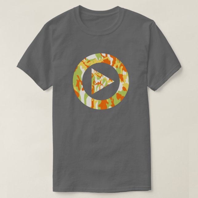 Summer Camo Pattern Press Play T-Shirt (Design Front)