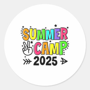Summer Camp 2025 Camping Campfire Summer Vacation Classic Round Sticker
