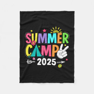 Summer Camp 2025 Camping Campfire Summer Vacation  Fleece Blanket