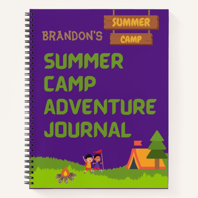 Summer Camp Adventure Journal Personalise w/ Name (Front)