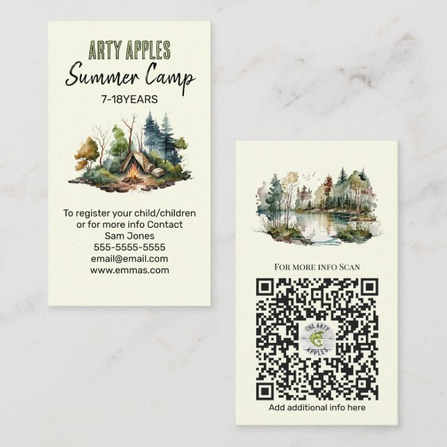 Summer Camp Business Card - woodland  Design (Front/Back)