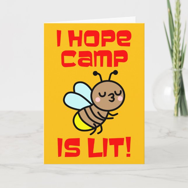 Summer Camp Camp Is Lit Lightning Bug Blank Card (Front)