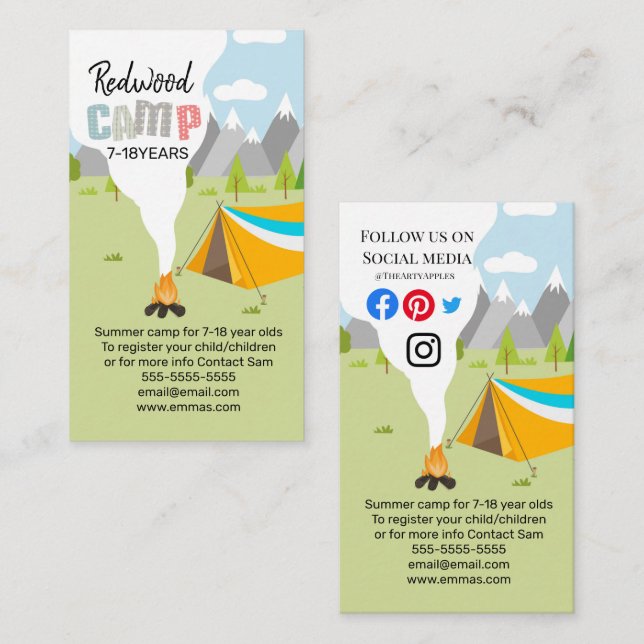 summer camp camp site beach camp spring break business card (Front/Back)