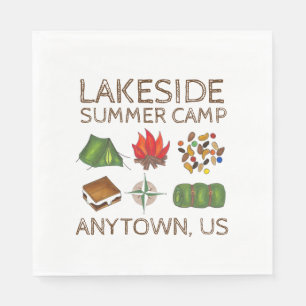 Summer Camp Compass Campfire S'mores Tent Trailmix Napkin