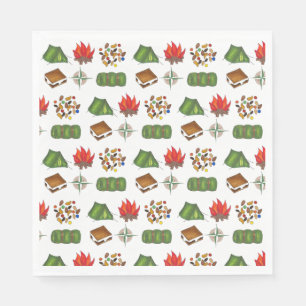 Summer Camp Compass Campfire S'mores Tent Trailmix Napkin