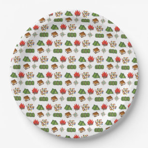 Summer Camp Compass Campfire S'mores Tent Trailmix Paper Plate