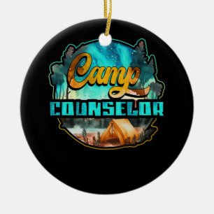 Summer Camp Counsellor Director Camper Hiking Trav Ceramic Ornament