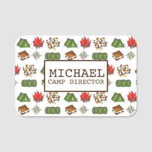 Summer Camp Counsellor Tent Sleeping Bag Compass Name Tag