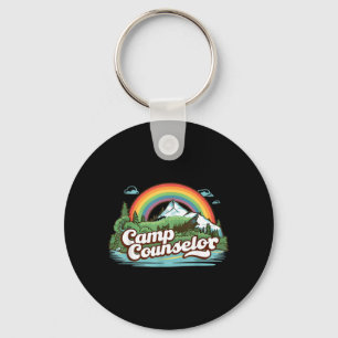 Summer Camp Director Staff Groovy Rainbow Camp Key Ring