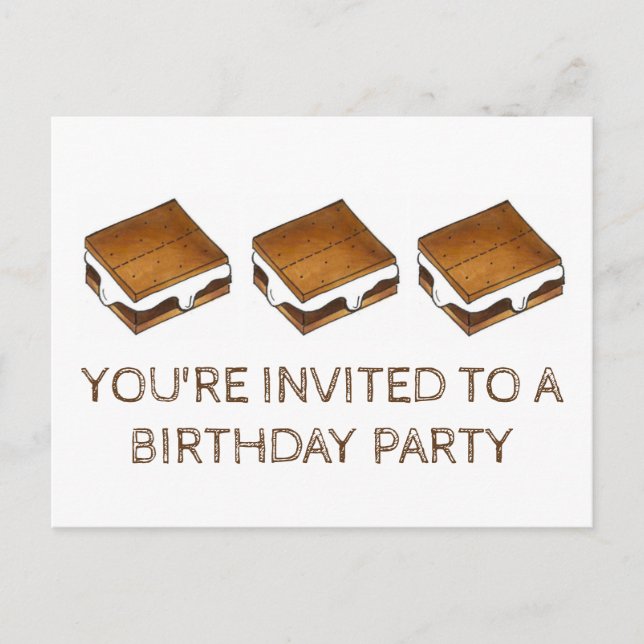 Summer Camp Fire S'mores Birthday Party Invitation (Front)