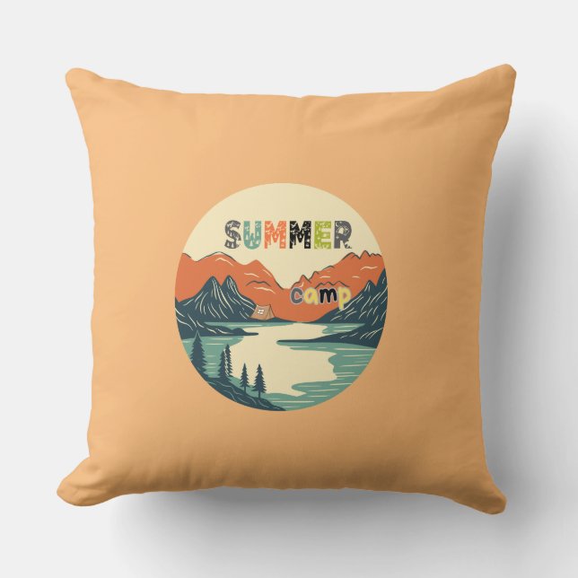 summer camp mountain lake cushion (Front)