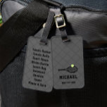Summer Camp Packing Reminder Bag Tag - Tennis Camp<br><div class="desc">Does your child or teen (or yourself) need a reminder checklist of what to pack for tennis summer camp or a tournament day at the courts? Our personalised plastic bag tag displays a permanent packing list on the back and your name and contact information on the front, and in black...</div>
